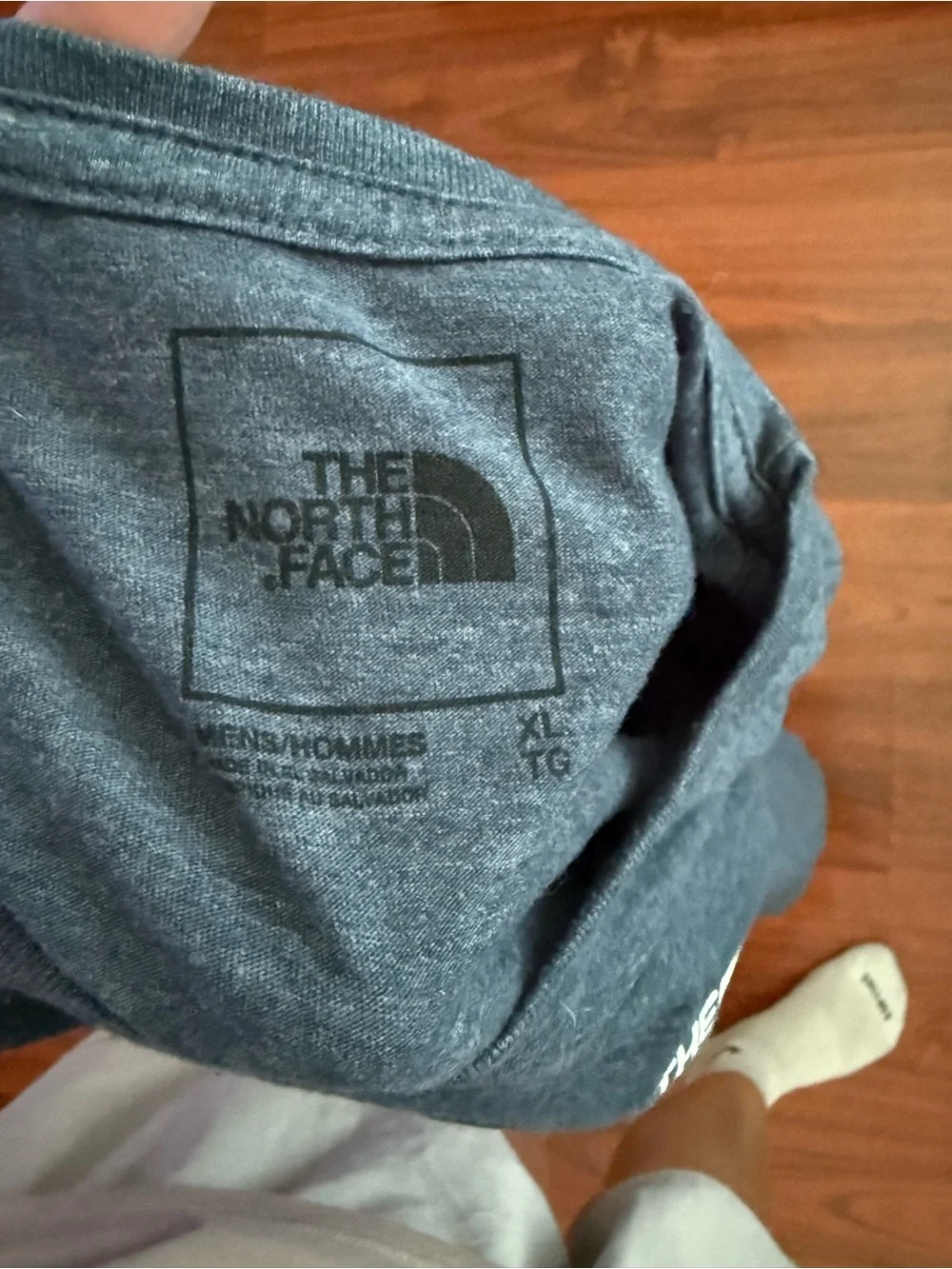 The North Face Men's Navy Tee with Red and White Back Graphic